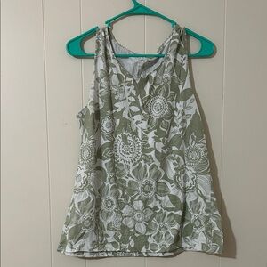 Coral Bay Green and White Floral Tank Top